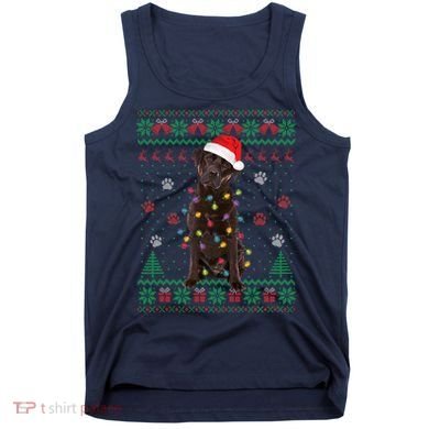 Chocolate Lab Labrador Christmas Lights Dog Ugly Sweater Tank Top