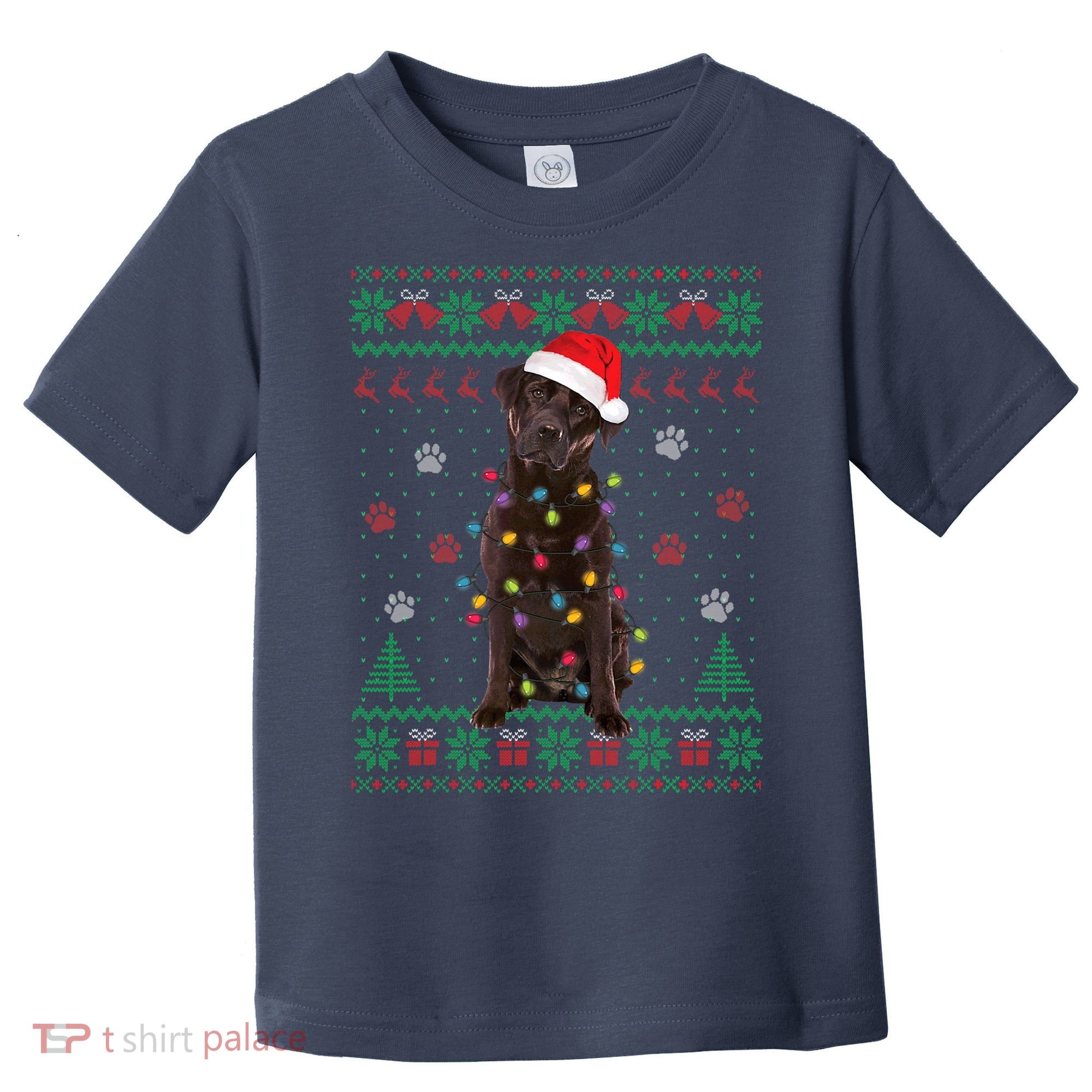 Chocolate Lab Labrador Christmas Lights Dog Ugly Sweater Toddler T-Shirt