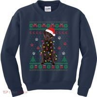Chocolate Lab Labrador Christmas Lights Dog Ugly Sweater Kids Sweatshirt thumb 0