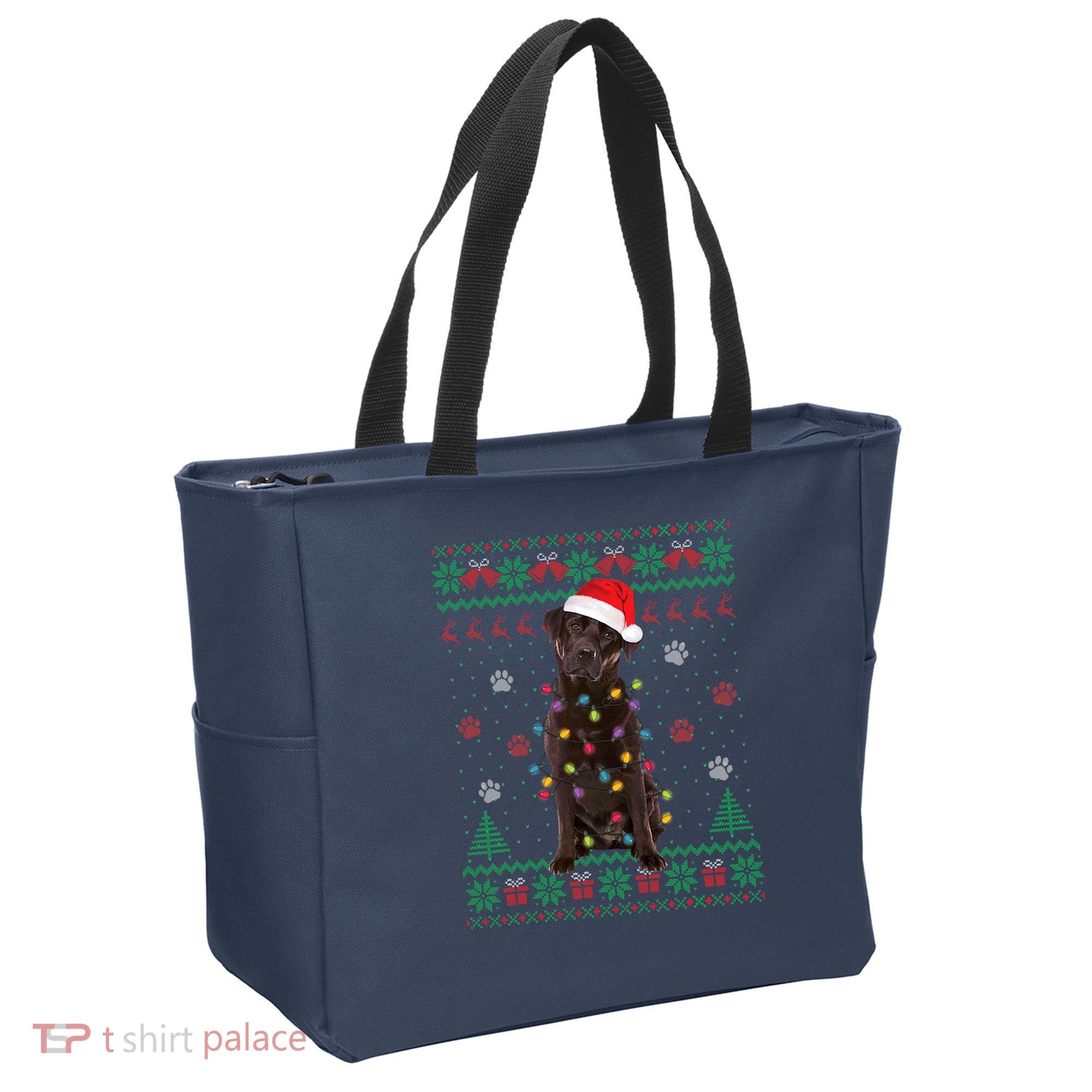 Chocolate Lab Labrador Christmas Lights Dog Ugly Sweater Tote Bag