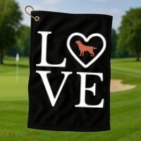 Chocolate Lab Love Valentine's Day Dog Labrador Retriever Gift Golf Towel thumb 1