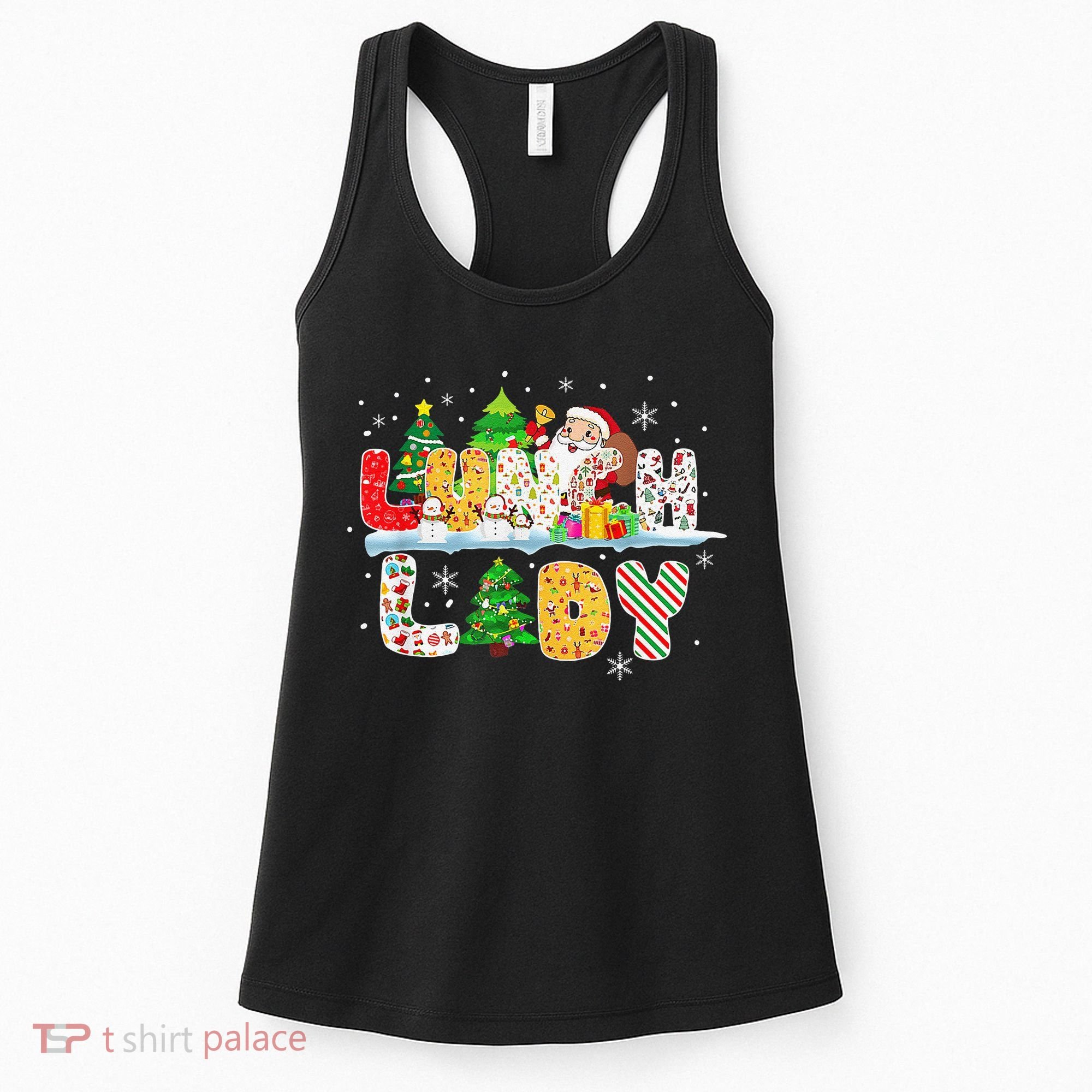 Cute Lunch Lady Funny Christmas Tree Santa Family Xmas Gifts Women's Tank Top
