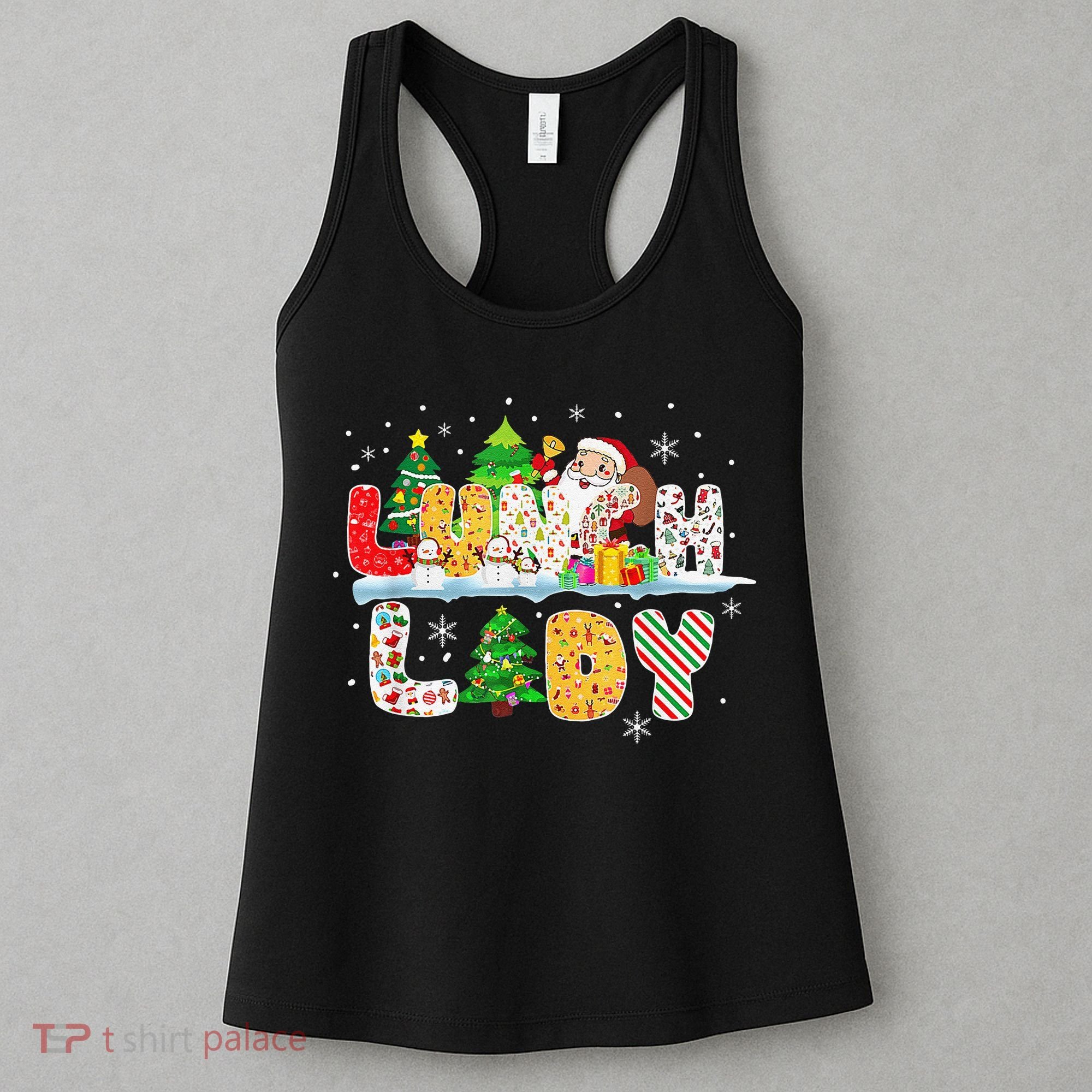 Cute Lunch Lady Funny Christmas Tree Santa Family Xmas Gifts Women's Tank Top