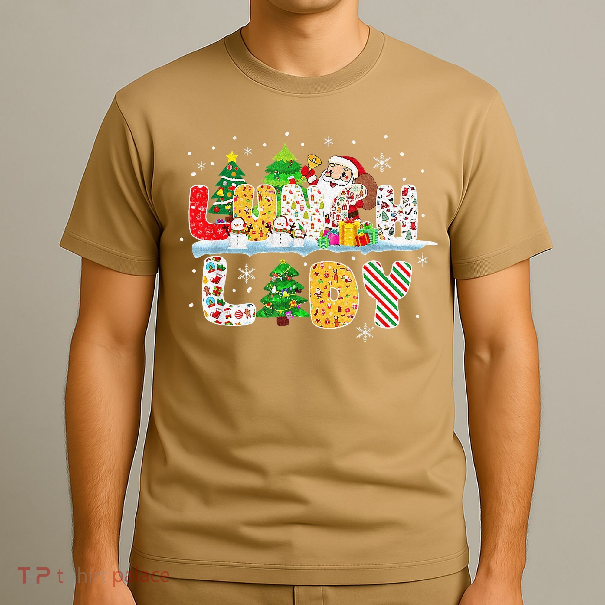 Cute Lunch Lady Funny Christmas Tree Santa Family Xmas Gifts T-Shirt