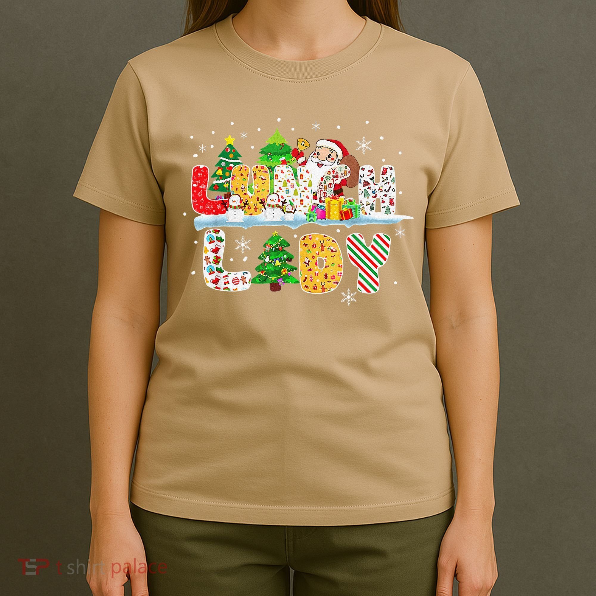 Cute Lunch Lady Funny Christmas Tree Santa Family Xmas Gifts T-Shirt