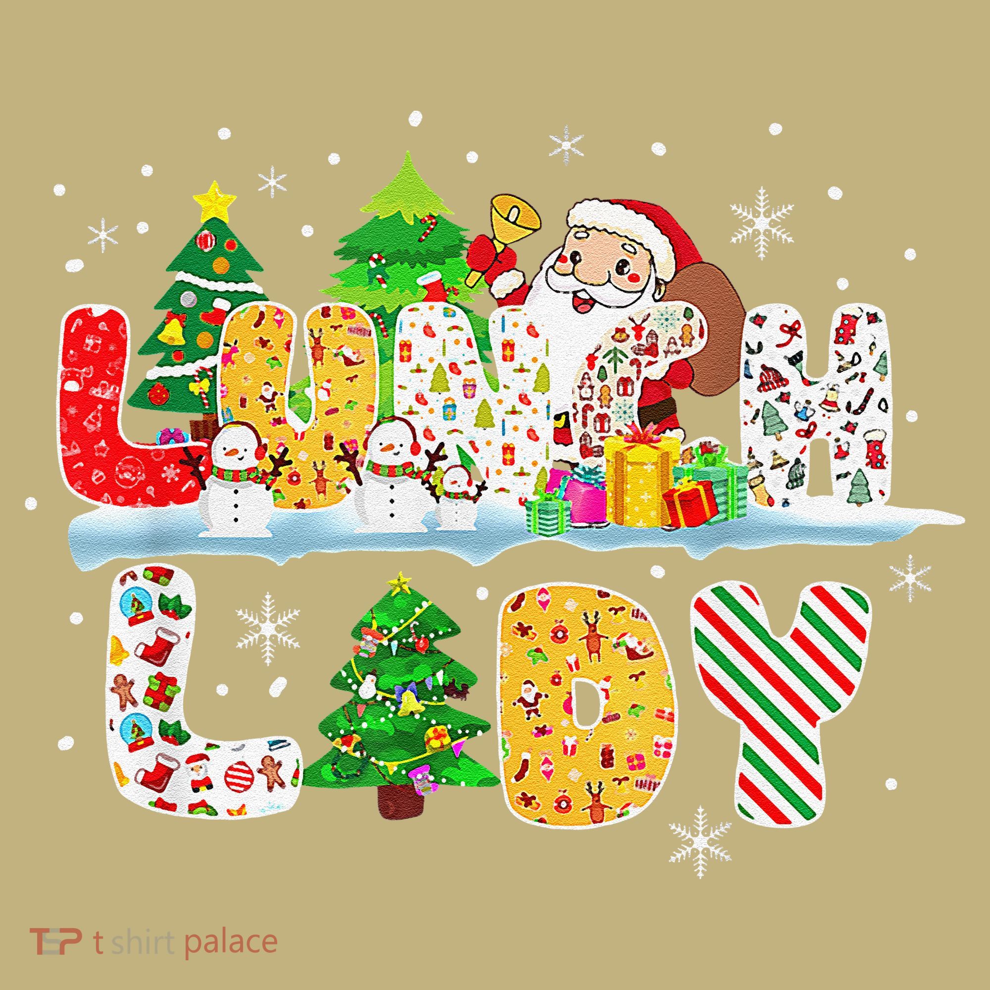 Cute Lunch Lady Funny Christmas Tree Santa Family Xmas Gifts T-Shirt