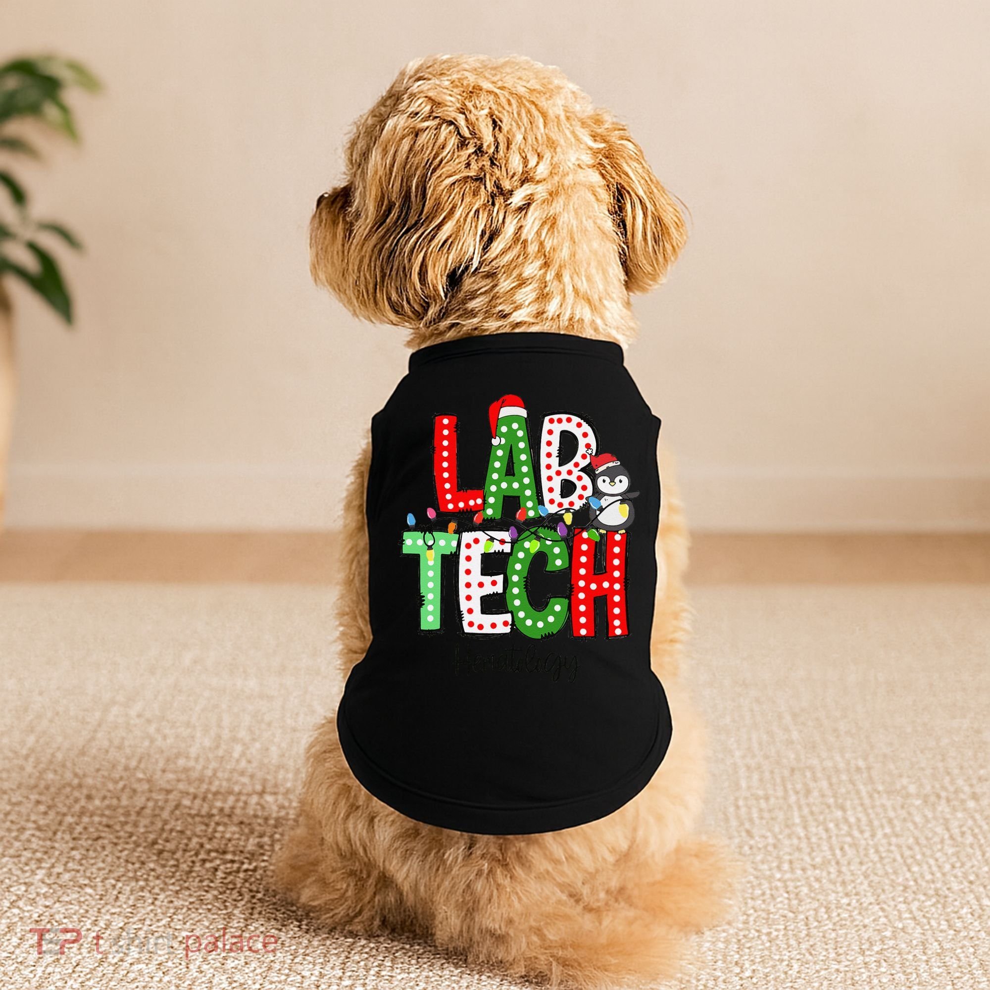 Christmas Lights Lab Tech Santa Hat Laboratory Xmas Lights Doggie Tank