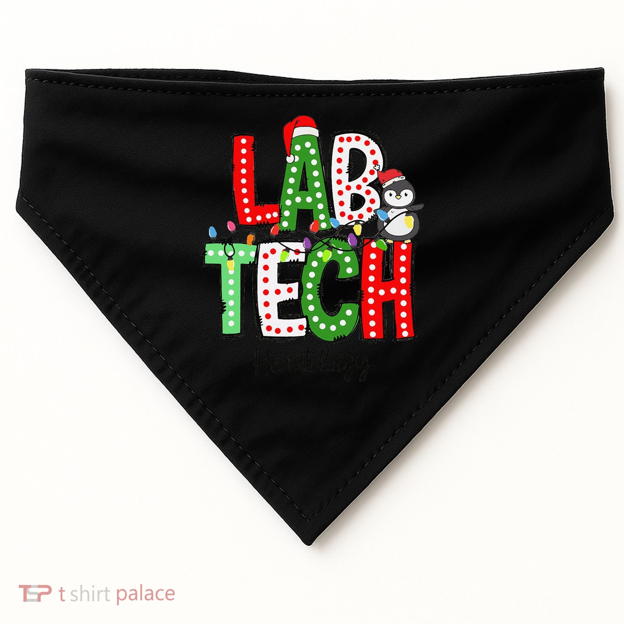 Christmas Lights Lab Tech Santa Hat Laboratory Xmas Lights USA-Made Doggie Bandana