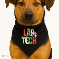 Christmas Lights Lab Tech Santa Hat Laboratory Xmas Lights USA-Made Doggie Bandana thumb 1