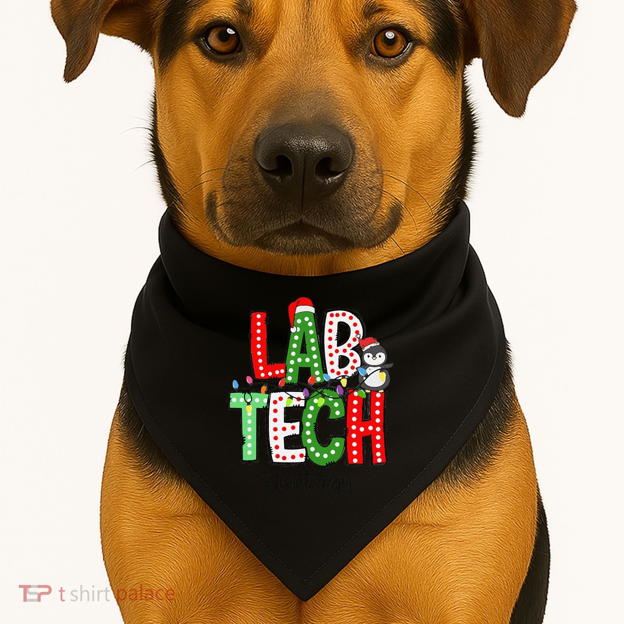 Christmas Lights Lab Tech Santa Hat Laboratory Xmas Lights USA-Made Doggie Bandana