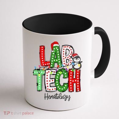 Christmas Lights Lab Tech Santa Hat Laboratory Xmas Lights Coffee Mug back