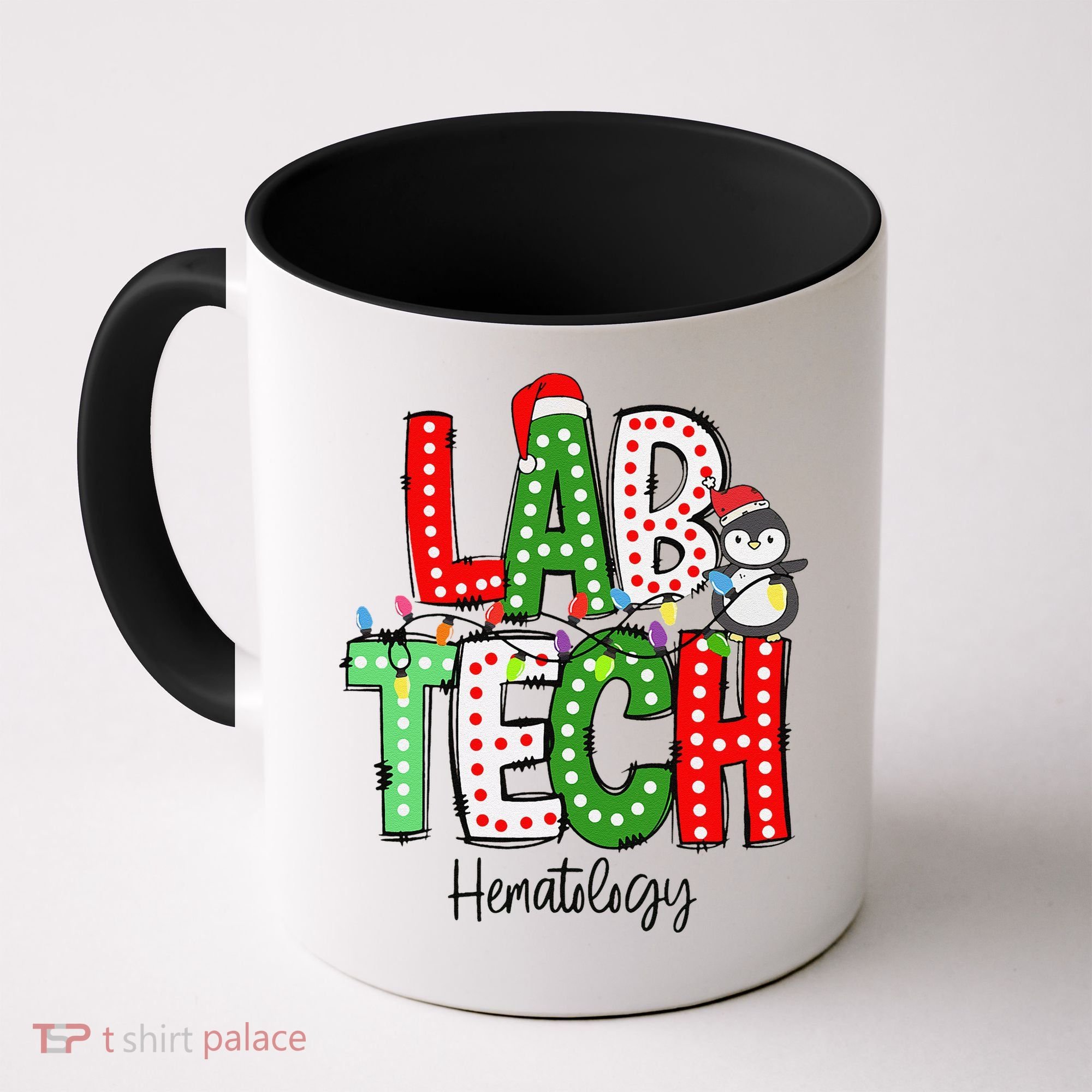 Christmas Lights Lab Tech Santa Hat Laboratory Xmas Lights Coffee Mug