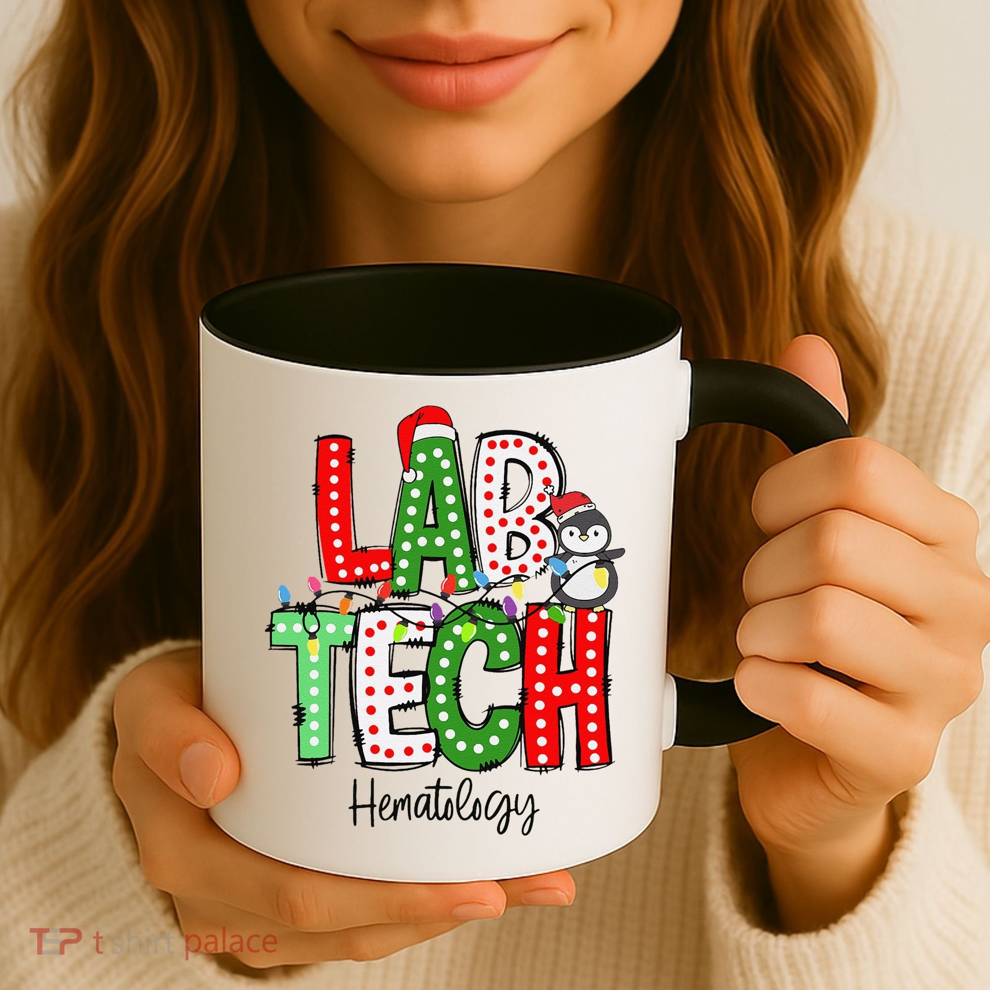 Christmas Lights Lab Tech Santa Hat Laboratory Xmas Lights Coffee Mug