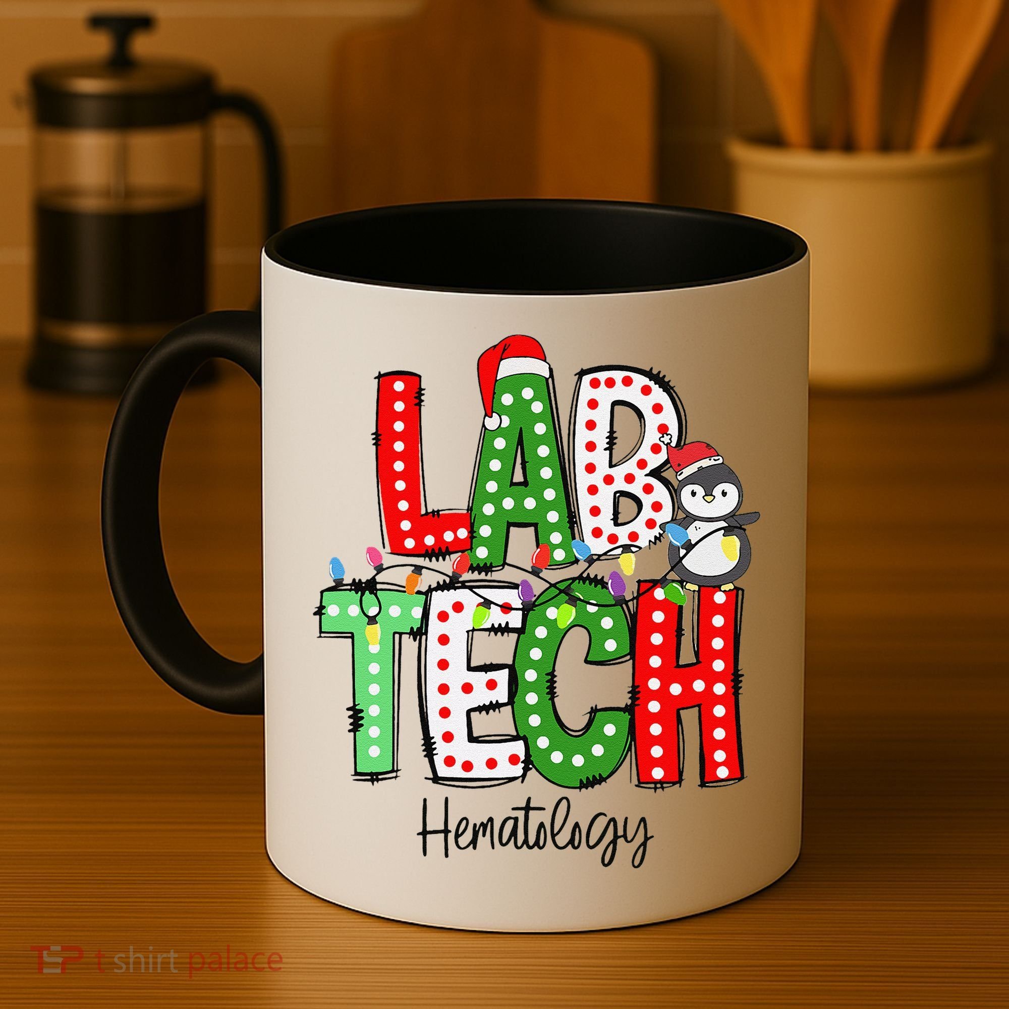 Christmas Lights Lab Tech Santa Hat Laboratory Xmas Lights Coffee Mug
