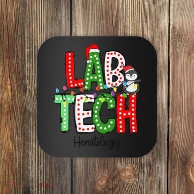 Christmas Lights Lab Tech Santa Hat Laboratory Xmas Lights Coaster