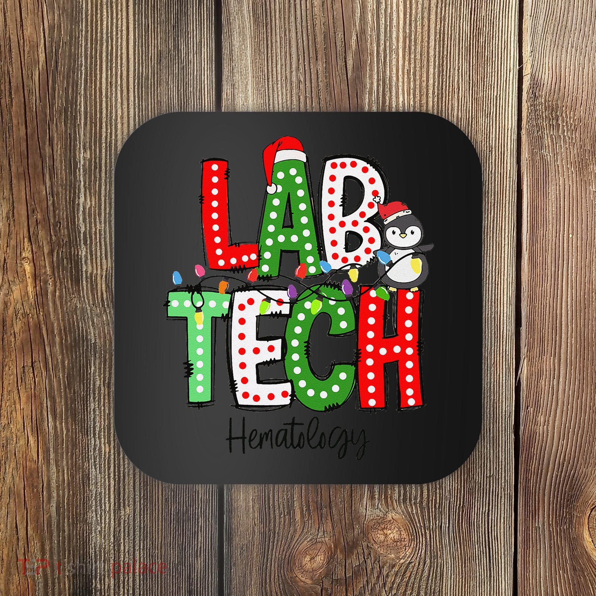Christmas Lights Lab Tech Santa Hat Laboratory Xmas Lights Coaster