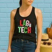 Christmas Lights Lab Tech Santa Hat Laboratory Xmas Lights Women's Tank Top thumb 2