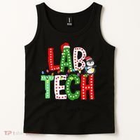 Christmas Lights Lab Tech Santa Hat Laboratory Xmas Lights Tank Top thumb 2