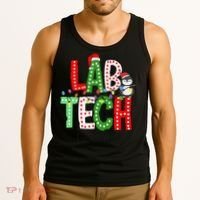 Christmas Lights Lab Tech Santa Hat Laboratory Xmas Lights Tank Top thumb 3