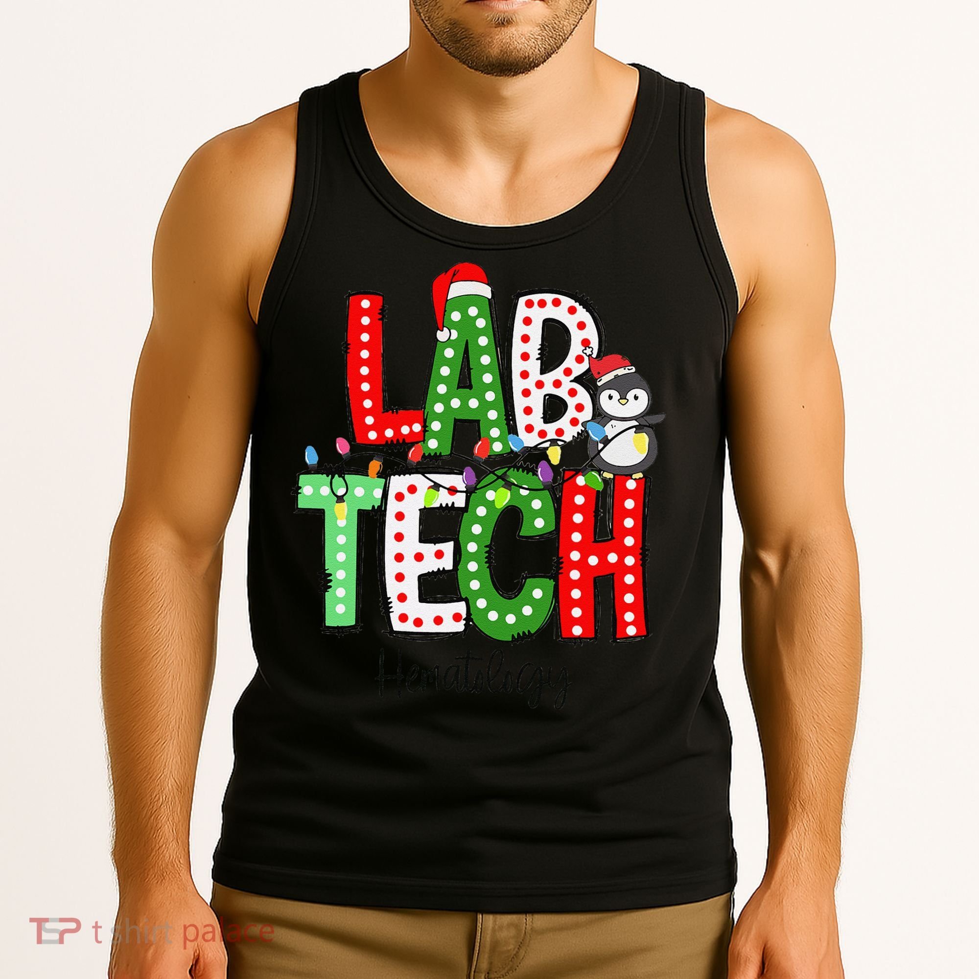 Christmas Lights Lab Tech Santa Hat Laboratory Xmas Lights Tank Top