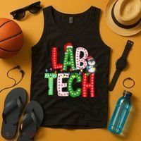 Christmas Lights Lab Tech Santa Hat Laboratory Xmas Lights Tank Top thumb 4
