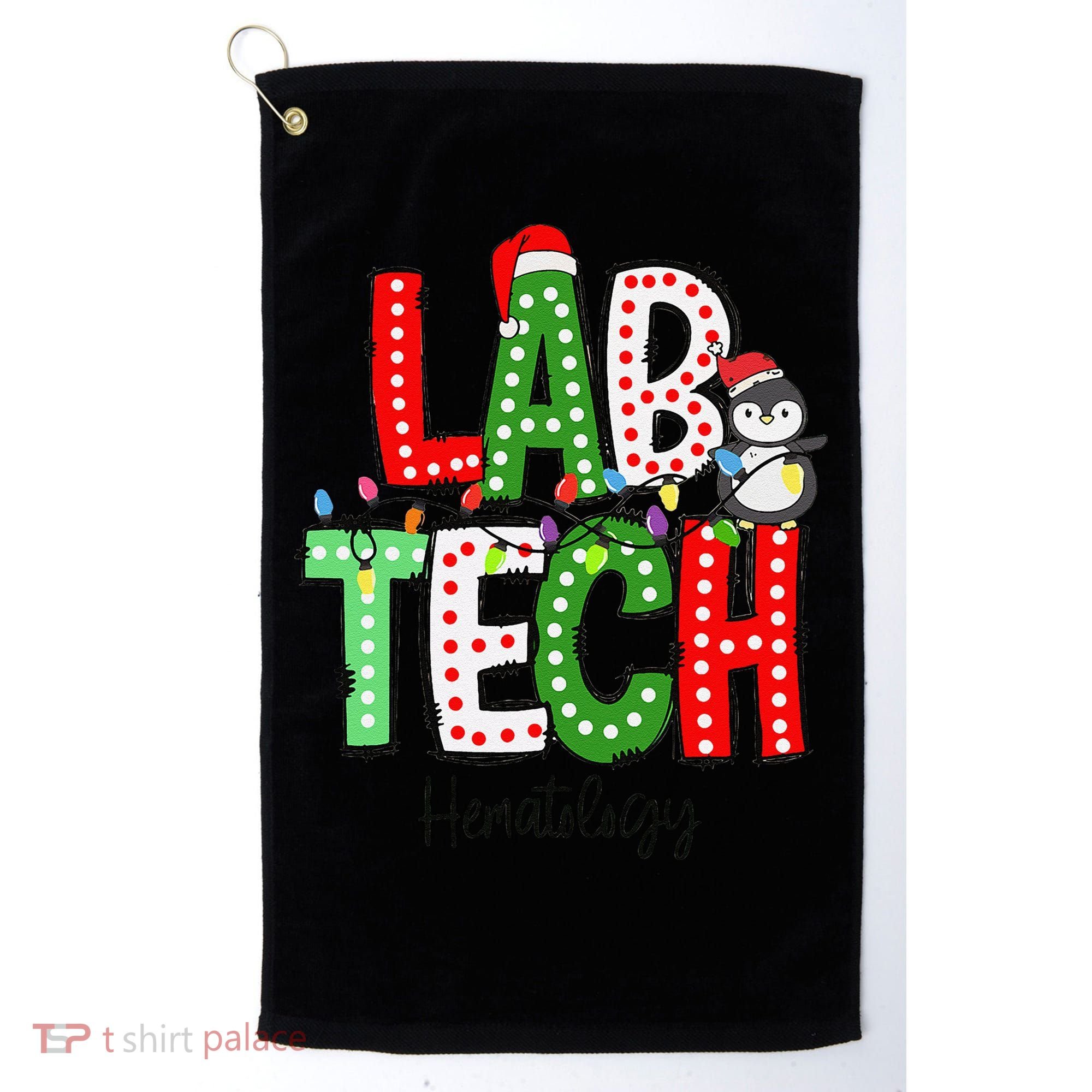 Christmas Lights Lab Tech Santa Hat Laboratory Xmas Lights Golf Towel