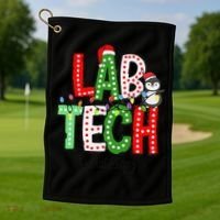 Christmas Lights Lab Tech Santa Hat Laboratory Xmas Lights Golf Towel thumb 1