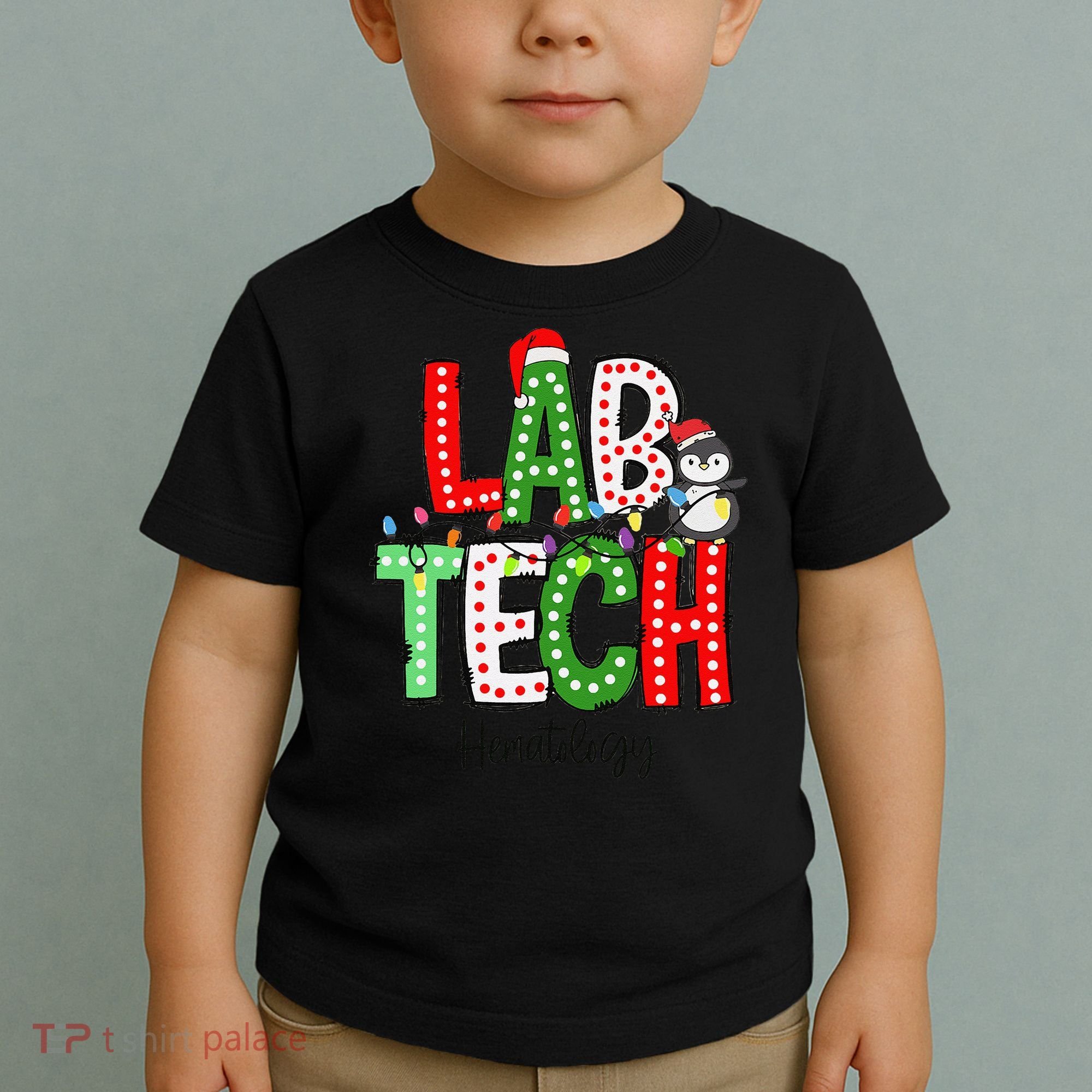 Christmas Lights Lab Tech Santa Hat Laboratory Xmas Lights Toddler T-Shirt