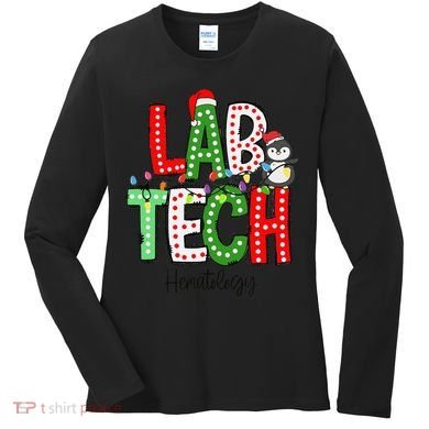 Christmas Lights Lab Tech Santa Hat Laboratory Xmas Lights Women's Long Sleeve Shirt