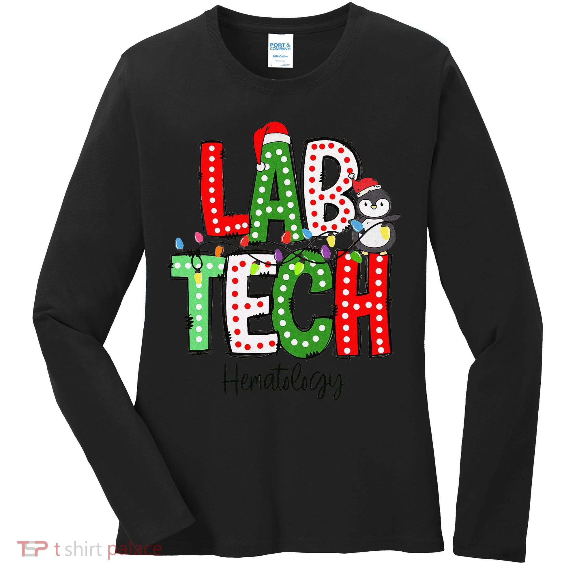 Christmas Lights Lab Tech Santa Hat Laboratory Xmas Lights Women's Long Sleeve Shirt