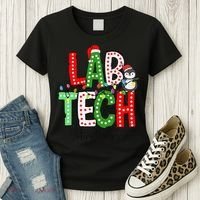 Christmas Lights Lab Tech Santa Hat Laboratory Xmas Lights Women's T-Shirt thumb 3