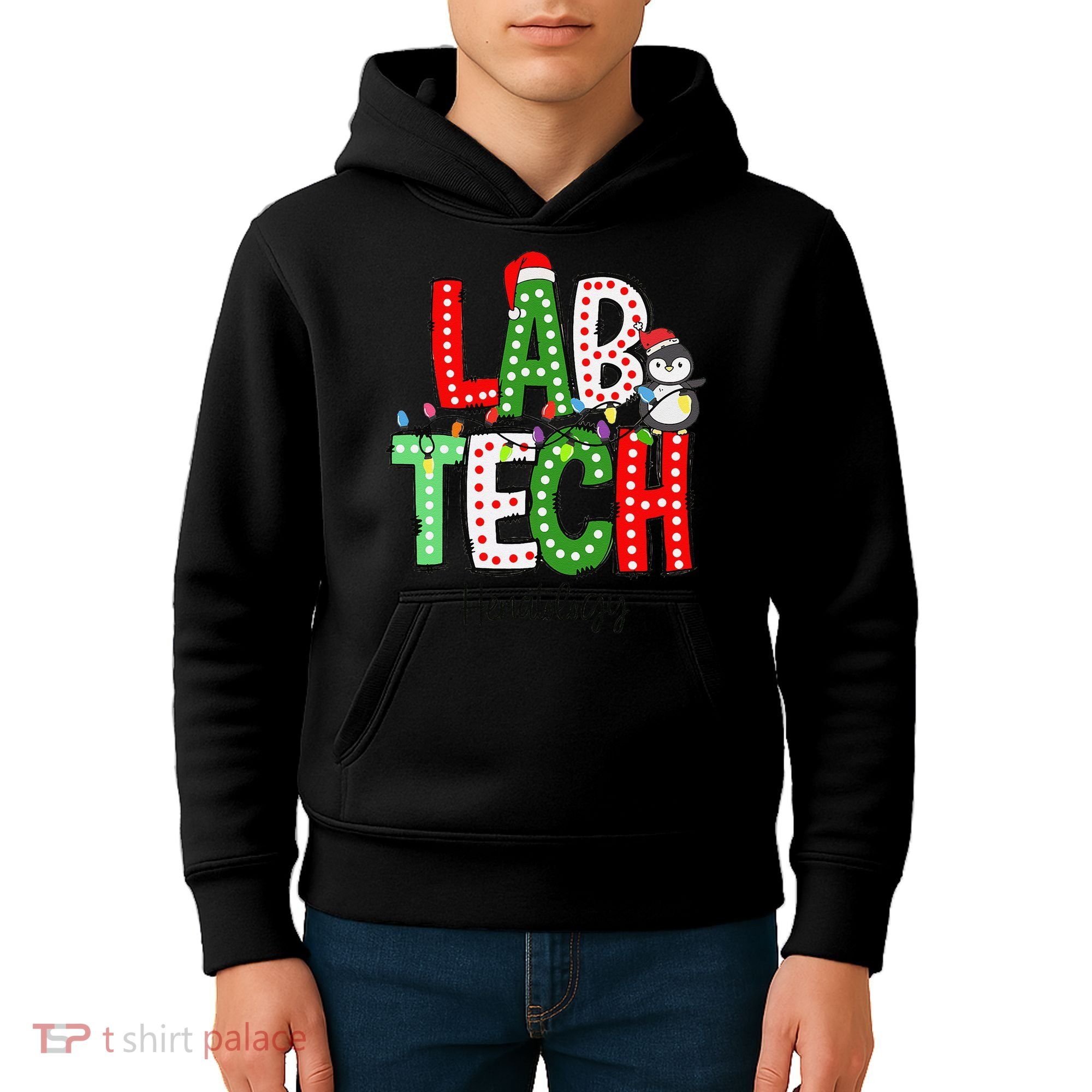 Christmas Lights Lab Tech Santa Hat Laboratory Xmas Lights Kids Hoodie