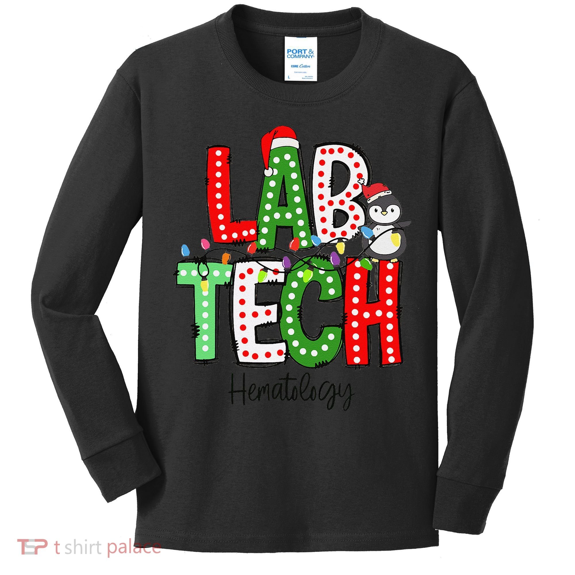 Christmas Lights Lab Tech Santa Hat Laboratory Xmas Lights Kids Long Sleeve Shirt