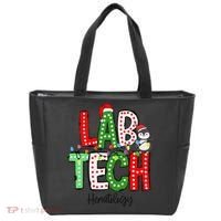Christmas Lights Lab Tech Santa Hat Laboratory Xmas Lights Tote Bag thumb 0