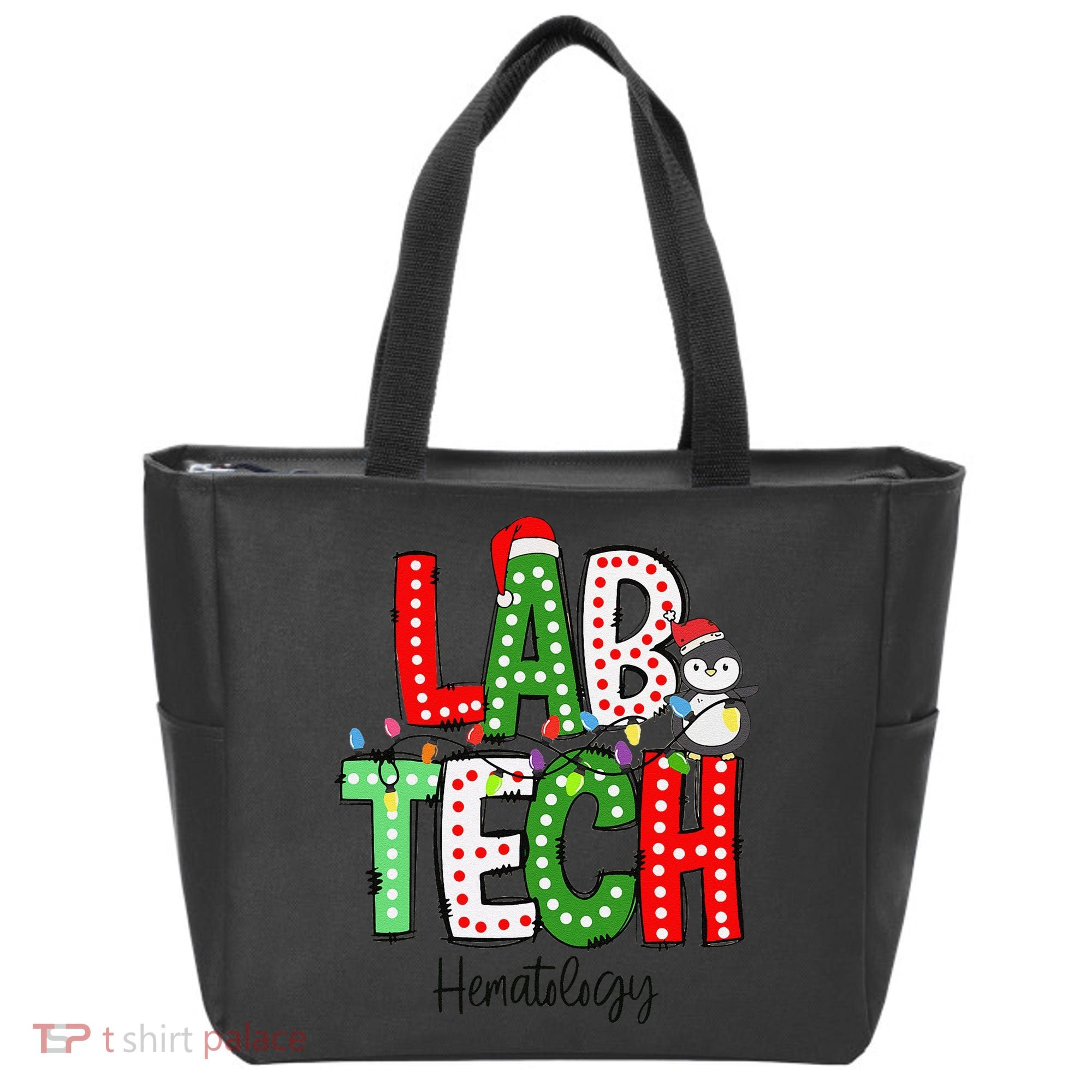 Christmas Lights Lab Tech Santa Hat Laboratory Xmas Lights Tote Bag