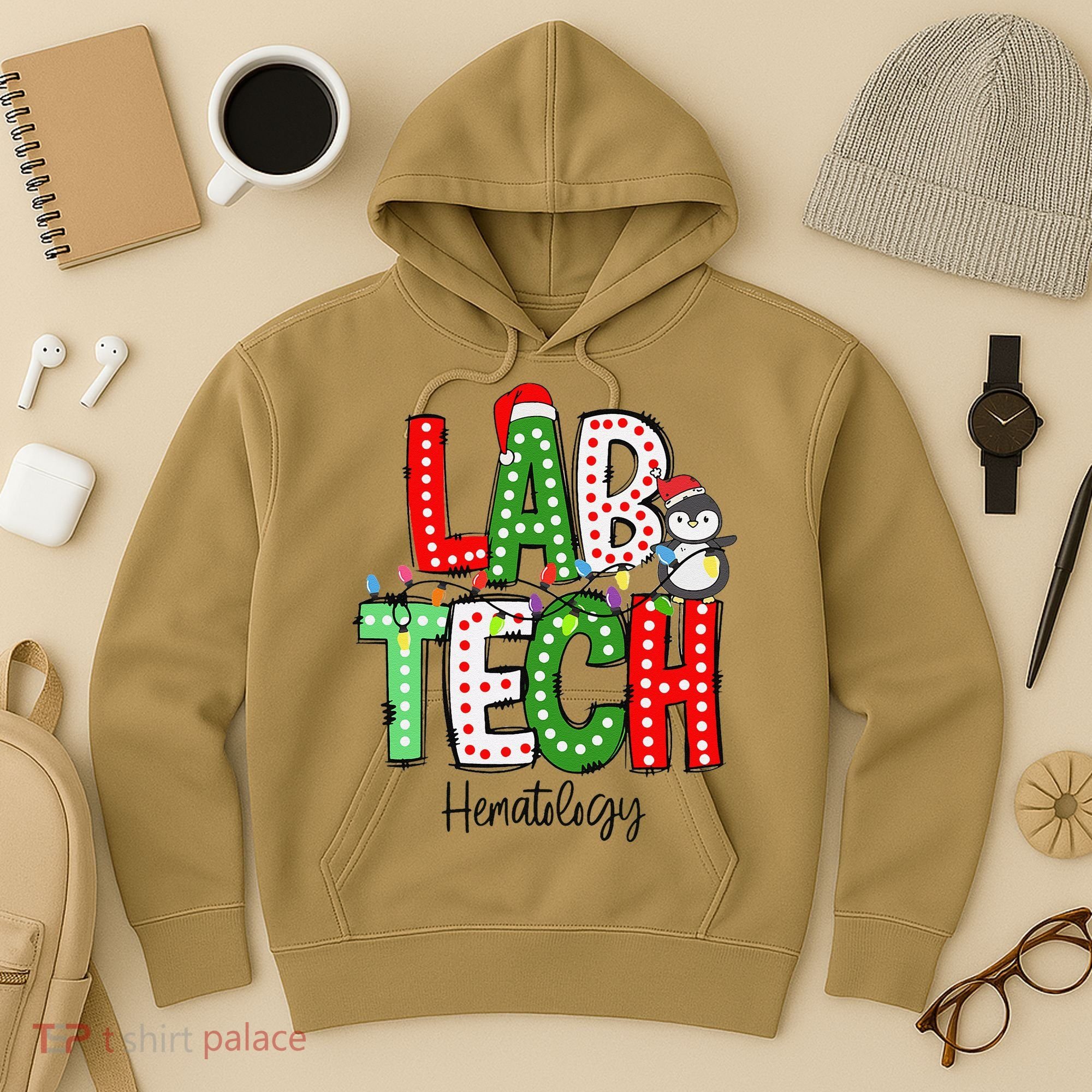Christmas Lights Lab Tech Santa Hat Laboratory Xmas Lights Hoodie