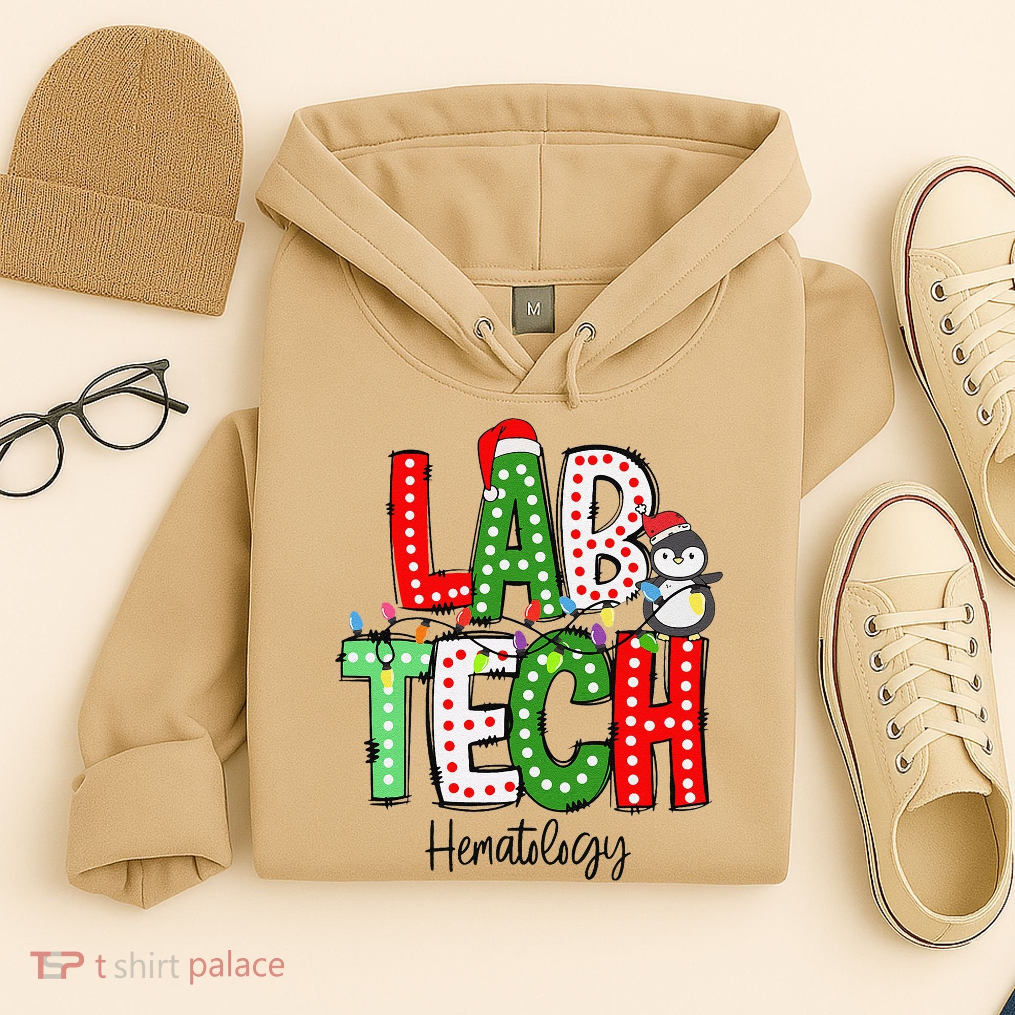 Christmas Lights Lab Tech Santa Hat Laboratory Xmas Lights Hoodie