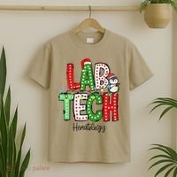 Christmas Lights Lab Tech Santa Hat Laboratory Xmas Lights T-Shirt thumb 2