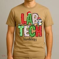 Christmas Lights Lab Tech Santa Hat Laboratory Xmas Lights T-Shirt thumb 3