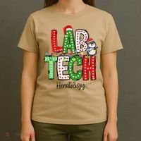 Christmas Lights Lab Tech Santa Hat Laboratory Xmas Lights T-Shirt thumb 4