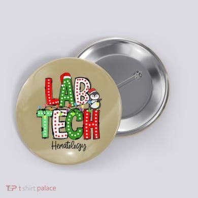 Christmas Lights Lab Tech Santa Hat Laboratory Xmas Lights Button