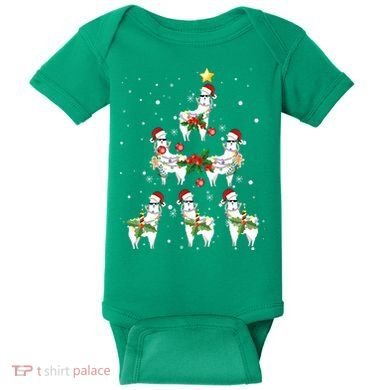 Christmas Llama - Llama_s Christmas Tree Baby Bodysuit