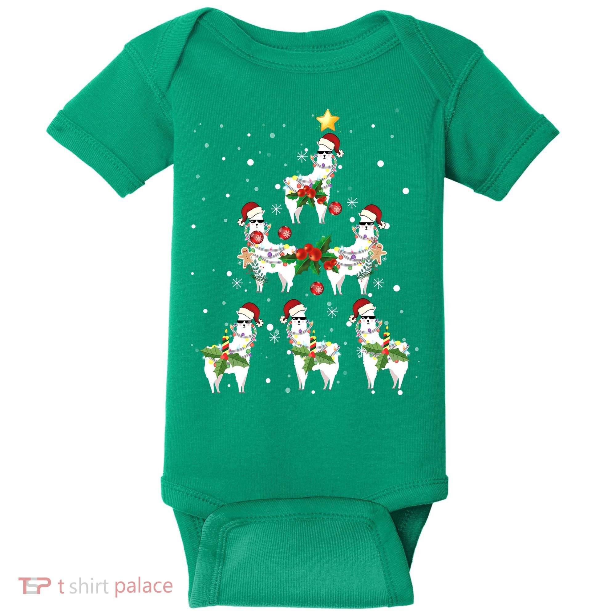 Christmas Llama - Llama_s Christmas Tree Baby Bodysuit