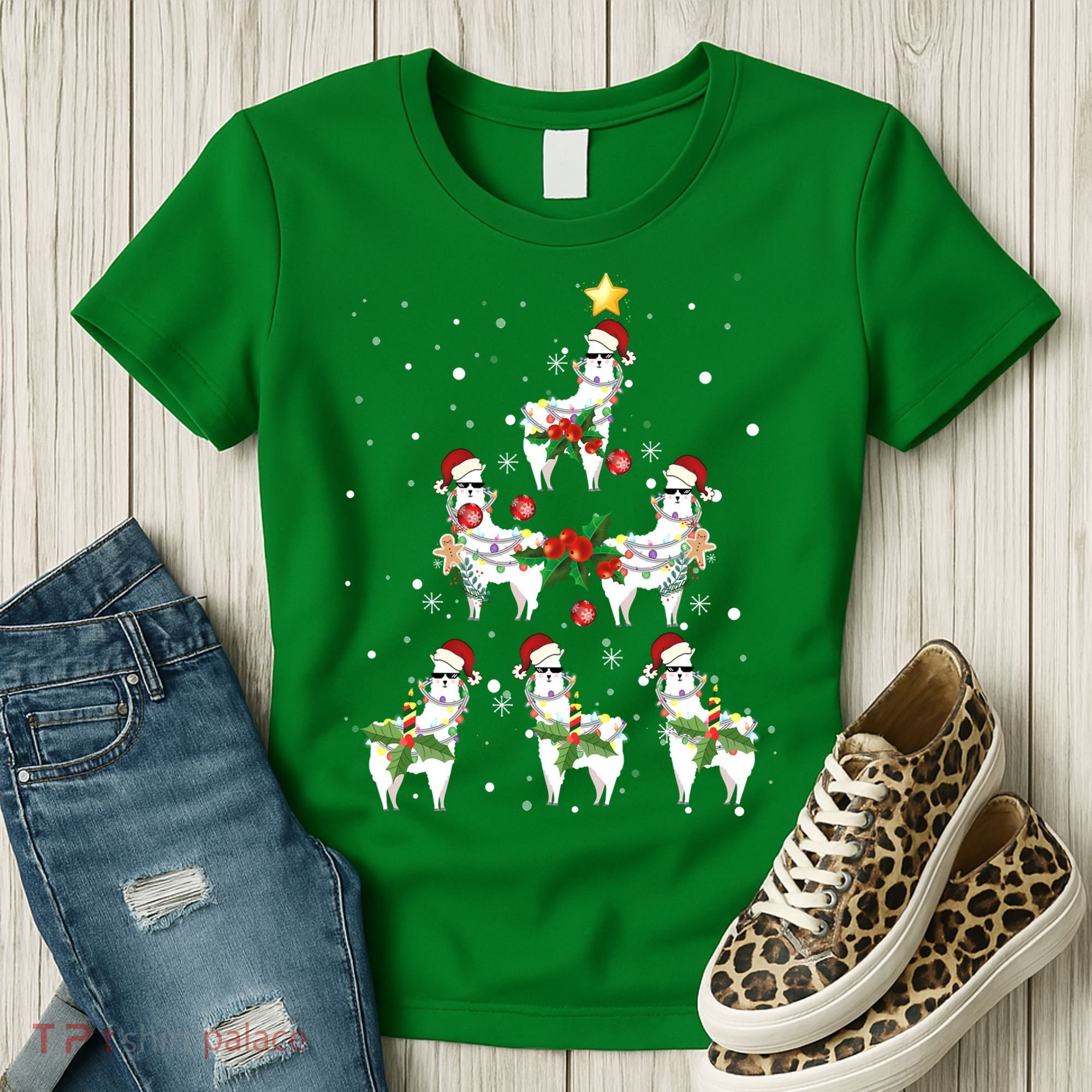 Christmas Llama - Llama_s Christmas Tree Women's T-Shirt