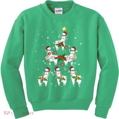 Christmas Llama - Llama_s Christmas Tree Kids Sweatshirt
