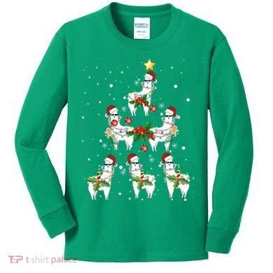 Christmas Llama - Llama_s Christmas Tree Kids Long Sleeve Shirt