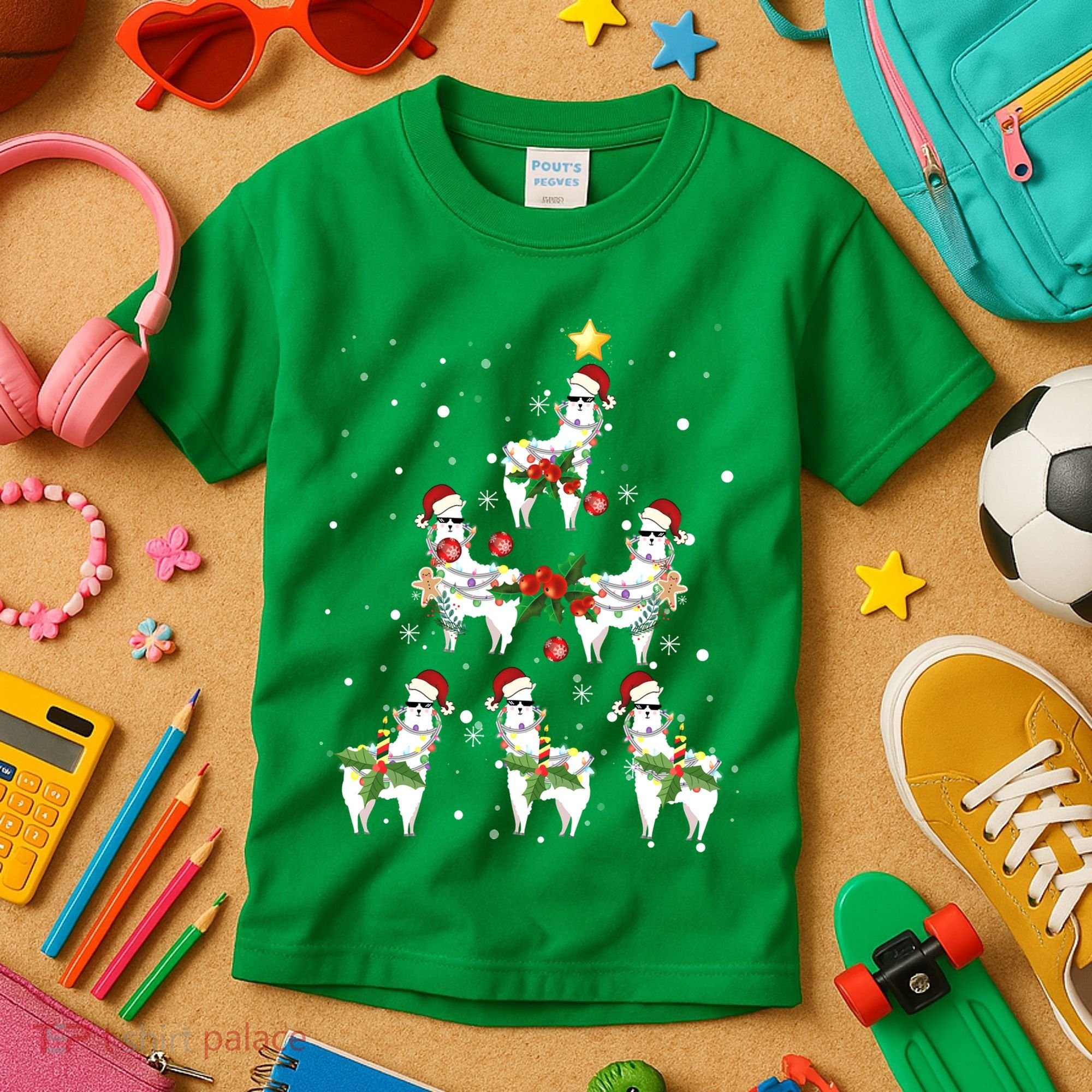 Christmas Llama - Llama_s Christmas Tree Kids T-Shirt