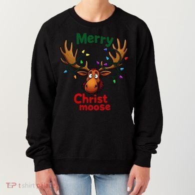 Christmas Lights Moose Merry Christmoose Women's Sweatshirt