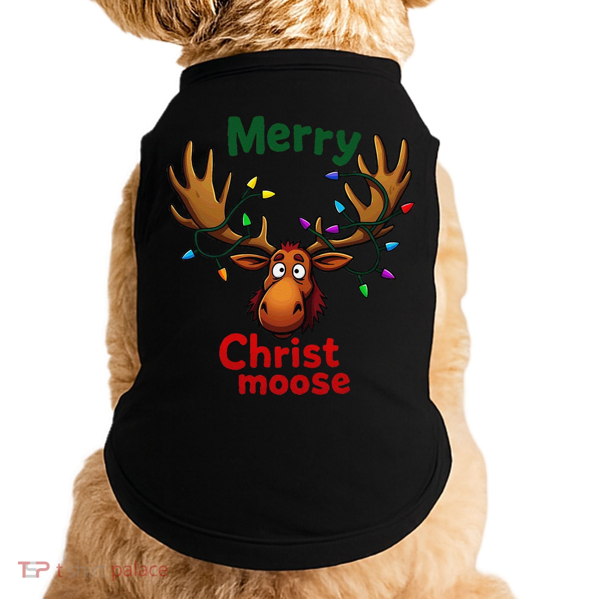 Christmas Lights Moose Merry Christmoose Doggie Tank