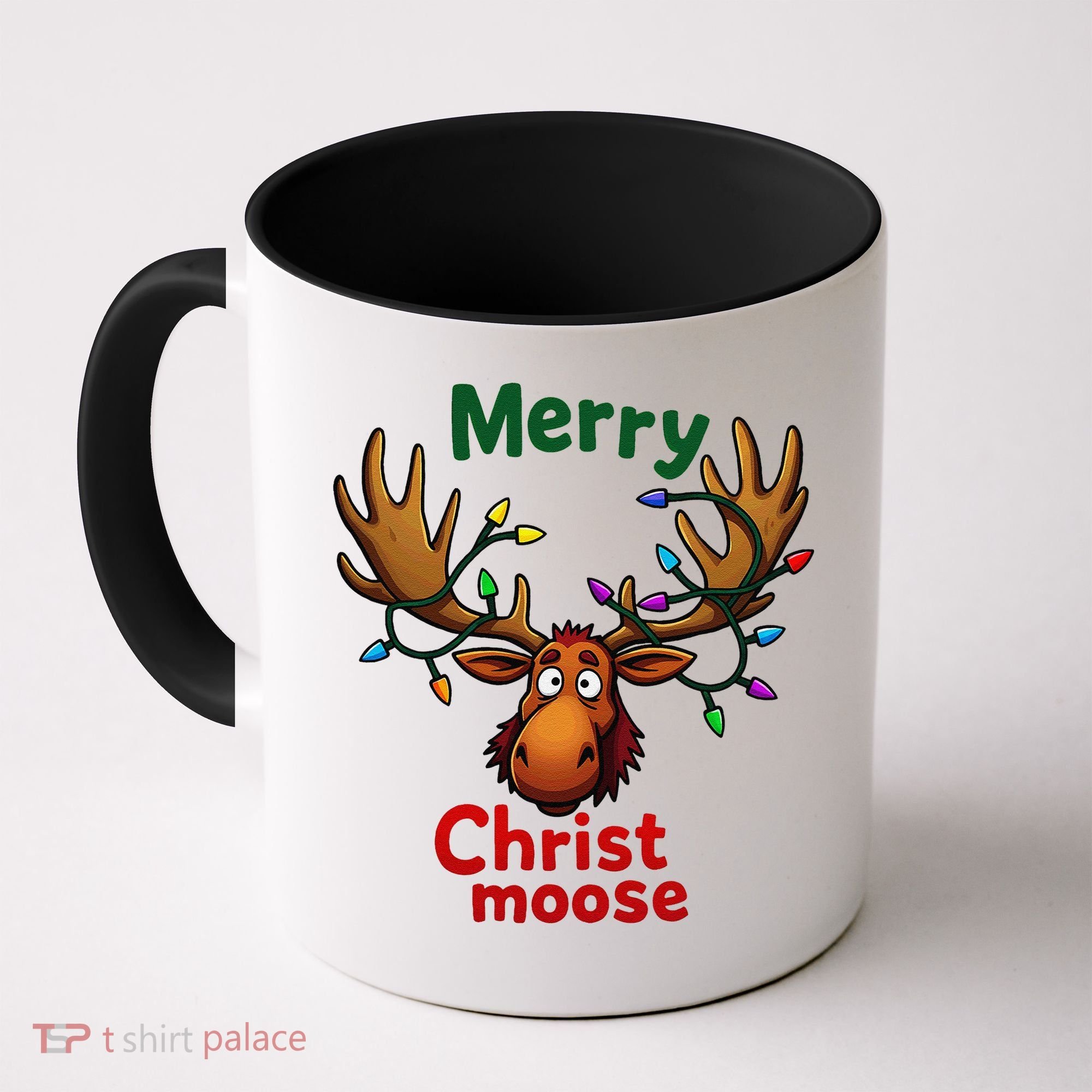 Christmas Lights Moose Merry Christmoose Coffee Mug